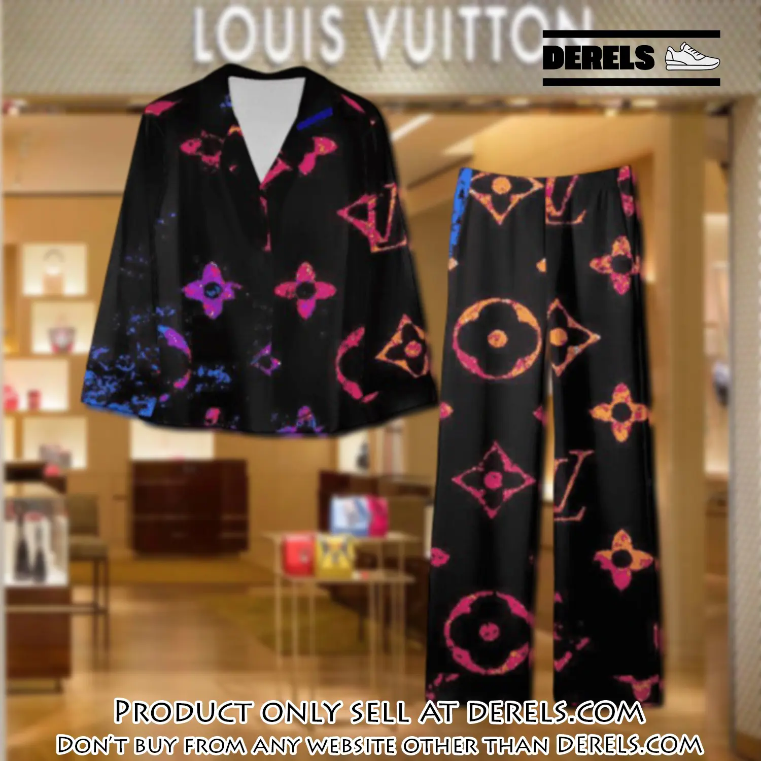 Trending luxury lv satin pajama set pjs1090 dr3425214